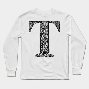 Floral Letter T - Capital Letter Long Sleeve T-Shirt